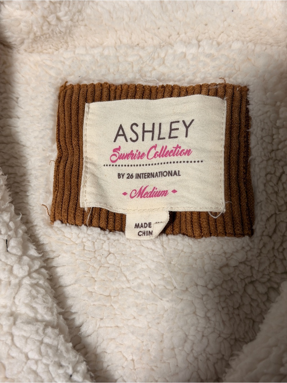 Ashley By 26 International Brown Corduroy Teddy Jacket with Cream Sherpa - Picture 3 of 3